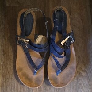 Style & Co. Navy Slingback Sandals with Gold Buckle